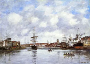 Dunkirk, the Hollandaise Basin by Eugene-Louis Boudin Oil Painting