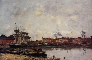 Dunkirk, the Inner Port by Eugene-Louis Boudin - Oil Painting Reproduction