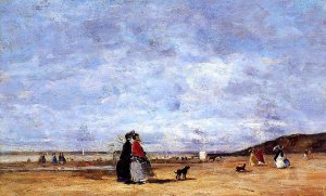 Elegant Women on the Beach by Eugene-Louis Boudin Oil Painting