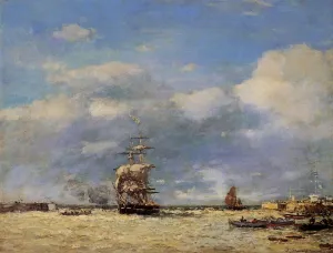 Entering the Port of Havre by Eugene-Louis Boudin Oil Painting