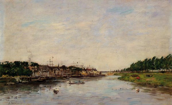 Entrance to the Port of Saint-Valery-sur-Somme by Eugene-Louis Boudin - Hand-Painted Oil Painting Reproduction