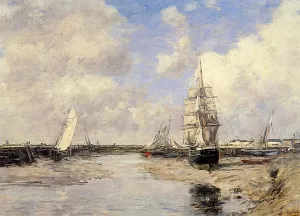 Estuary at Trouville by Eugene-Louis Boudin Oil Painting