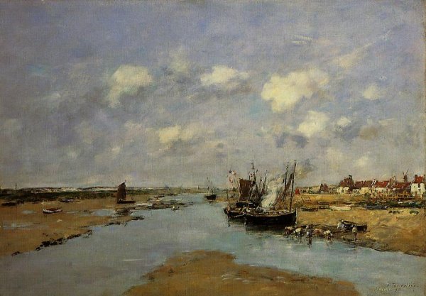 Etaples, La Canache, Low Tide by Eugene-Louis Boudin - Hand-Painted Oil Painting Reproduction