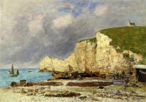 Etretat, Beached Boats and Falaise d'Amont
