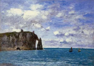Etretat: La Falaise d'Aval by Eugene-Louis Boudin Oil Painting