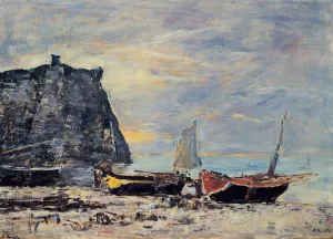 Etretat, the Cliff of Aval by Eugene-Louis Boudin - Oil Painting Reproduction