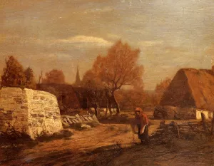 Farm near Quimper by Eugene-Louis Boudin Oil Painting