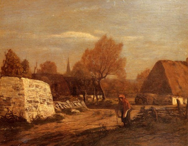 Farm near Quimper by Eugene-Louis Boudin - Hand-Painted Oil Painting Reproduction