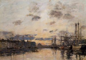 Fecamp, the Basin by Eugene-Louis Boudin Oil Painting