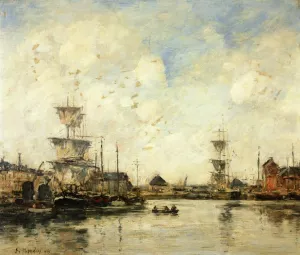 Fecamp, the Harbor by Eugene-Louis Boudin - Oil Painting Reproduction