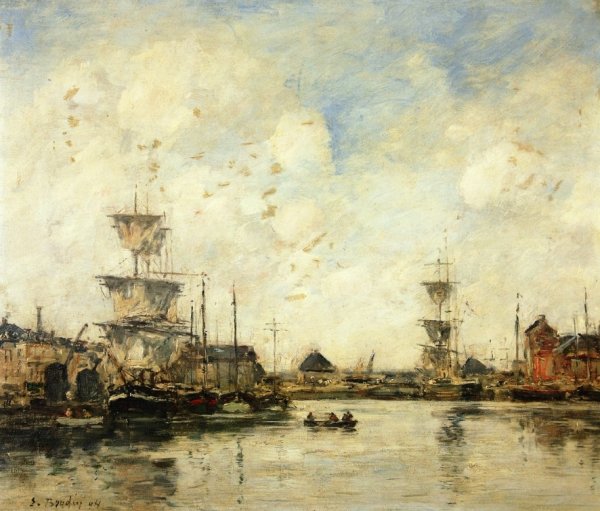 Fecamp, the Harbor by Eugene-Louis Boudin - Hand-Painted Oil Painting Reproduction