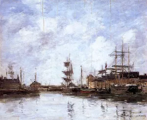 Fecamp, the Inner Harbor by Eugene-Louis Boudin Oil Painting