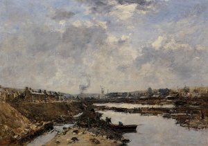 Fecamp, the Inner Port under Construction by Eugene-Louis Boudin Oil Painting