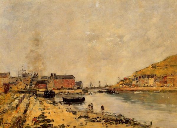 Fecamp, the New Basin by Eugene-Louis Boudin - Hand-Painted Oil Painting Reproduction
