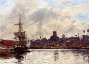 Fecamp, the Port by Eugene-Louis Boudin Oil Painting