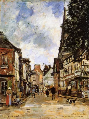 Fervaques, a Village Street by Eugene-Louis Boudin - Oil Painting Reproduction