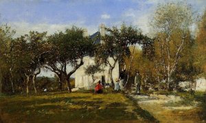 Fervaques, Garden and House of Monsieur Jacuette by Eugene-Louis Boudin Oil Painting