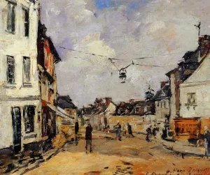 Fervaques, the Main Street by Eugene-Louis Boudin - Oil Painting Reproduction