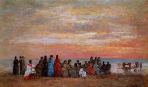 Figures on the Beach at Trouville painting by Eugene-Louis Boudin