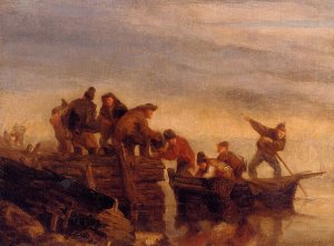 Fishermen by the Water by Eugene-Louis Boudin Oil Painting
