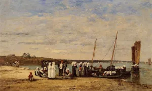 Fishermen of Kerhor Receiving a Blessing at Plougastel by Eugene-Louis Boudin - Oil Painting Reproduction