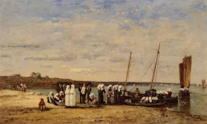 Fishermen of Kerhor Receiving a Blessing at Plougastel Oil painting by Eugene-Louis Boudin