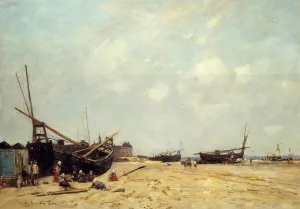 Fishing Boats Aground and at Sea painting by Eugene-Louis Boudin