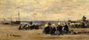Fishwomen at Berck by Eugene-Louis Boudin - Oil Painting Reproduction