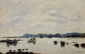 Golfe-Juan, the Bay and the Mountains of Esterel by Eugene-Louis Boudin Oil Painting