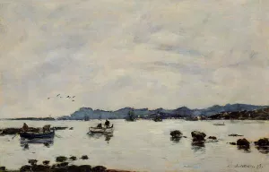 Golfe-Juan, the Bay and the Mountains of Esterel by Eugene-Louis Boudin Oil Painting