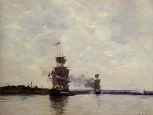 Havre, the Outer Harbor by Eugene-Louis Boudin Oil Painting