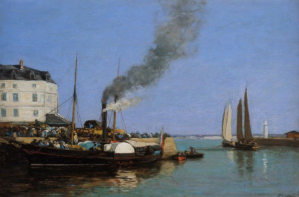 Honfleur, the Jetty by Eugene-Louis Boudin - Hand-Painted Oil Painting Reproduction