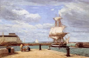 Honfleur, the Port by Eugene-Louis Boudin Oil Painting