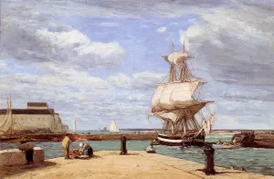 Honfleur, the Port Oil painting by Eugene-Louis Boudin