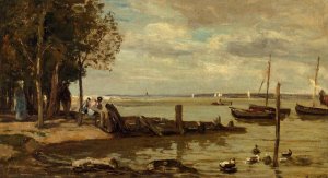 Honfleur, the Shore by Eugene-Louis Boudin Oil Painting