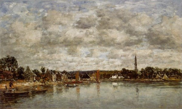 Hopital-Camfrout, Le Bourg by Eugene-Louis Boudin - Hand-Painted Oil Painting Reproduction