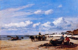 In the Vicinity of Honfleur by Eugene-Louis Boudin Oil Painting