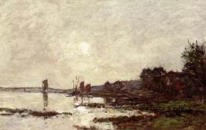 Inlet at Faou by Eugene-Louis Boudin - Oil Painting Reproduction