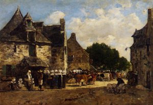 Jour de fiore, Le Faou by Eugene-Louis Boudin Oil Painting