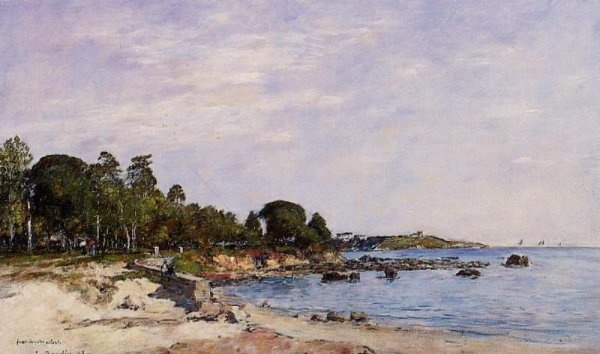 Juan-les-Pins, the Bay and the Shore by Eugene-Louis Boudin - Hand-Painted Oil Painting Reproduction
