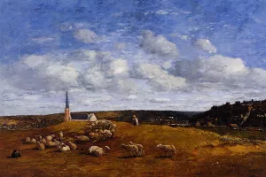Landscape near Deauville by Eugene-Louis Boudin - Oil Painting Reproduction