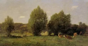 Landscape near Honfleur by Eugene-Louis Boudin Oil Painting