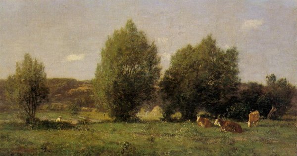 Main Product Photo of Landscape near Honfleur Painting by Eugene-Louis Boudin