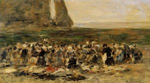 Laundresses at Etretat by Eugene-Louis Boudin Oil Painting
