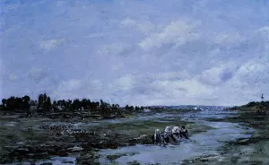Le Faou: Laundresses on the Banks of the River by Eugene-Louis Boudin Oil Painting