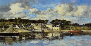 Le Faou: The Village and the Port on the River by Eugene-Louis Boudin Oil Painting