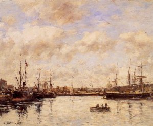 Le Havre, a Basin by Eugene-Louis Boudin Oil Painting