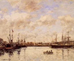 Le Havre, a Basin by Eugene-Louis Boudin Oil Painting