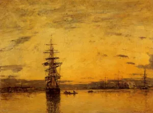 Le Havre - Bassin de l'Eure by Eugene-Louis Boudin Oil Painting