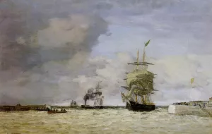 Le Havre, Entrance to the Port by Eugene-Louis Boudin Oil Painting